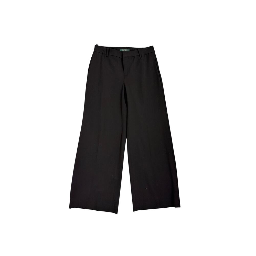Lauren Ralph Lauren Wide Leg High Rise Loose Tailored Black Trouser Pants Size 2